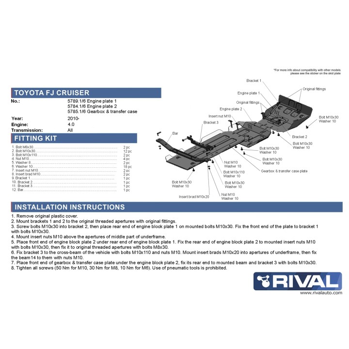 Kit de 3 plaques de protection Toyota Landcruiser 120 (07-10)