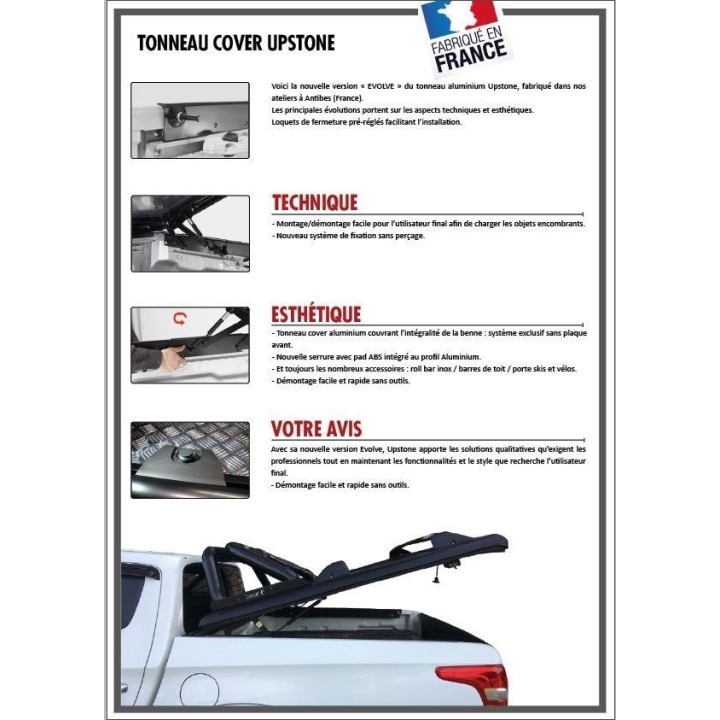 Couvre benne NON PEINT UPSTONE pour Mitsubishi L200 Double Cab (16-)