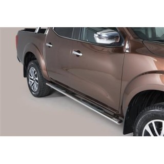 Marche-pieds INOX/NOIR ovale Nissan Navara NP300 Double Cab  (16-)