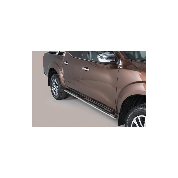 Marche-pieds INOX/NOIR ovale Nissan Navara NP300 Double Cab  (16-)