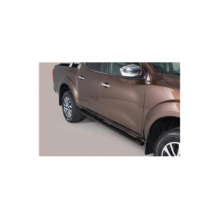 Marche-pieds INOX/NOIR ovale Nissan Navara NP300 Double Cab  (16-)